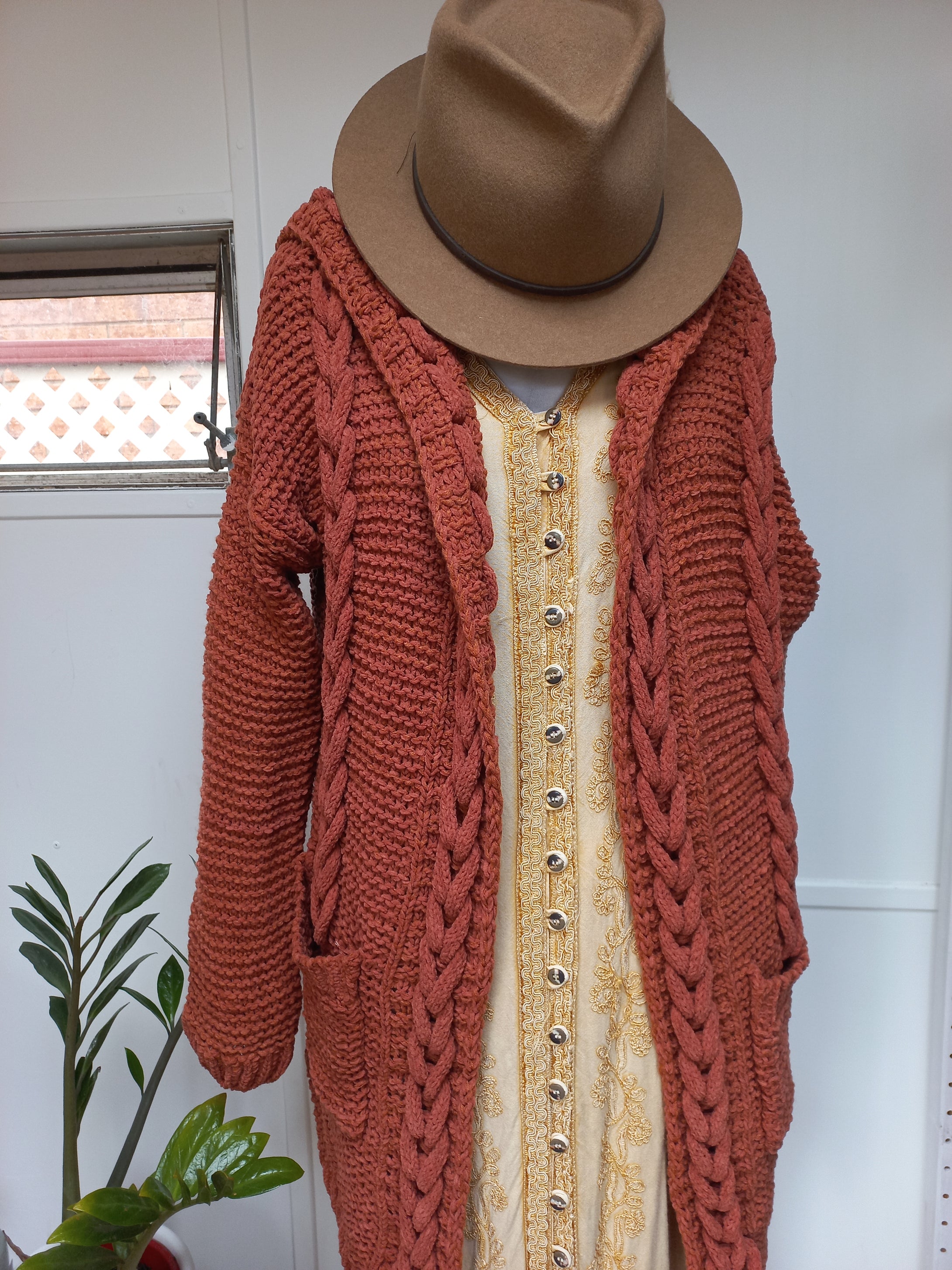 Hooded Cloak - Cable Knit Cardigan