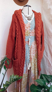 Hooded Cloak - Cable Knit Cardigan