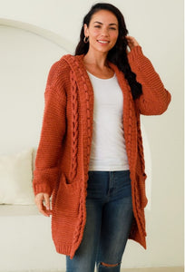 Hooded Cloak - Cable Knit Cardigan